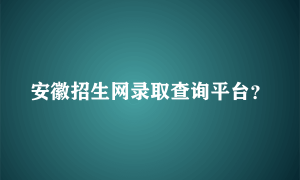 安徽招生网录取查询平台？