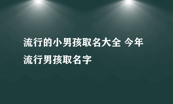 流行的小男孩取名大全 今年流行男孩取名字