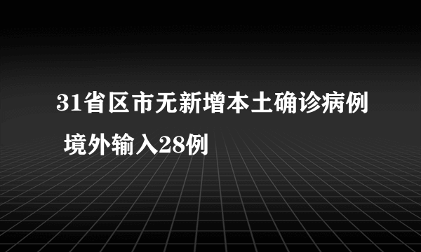 31省区市无新增本土确诊病例 境外输入28例