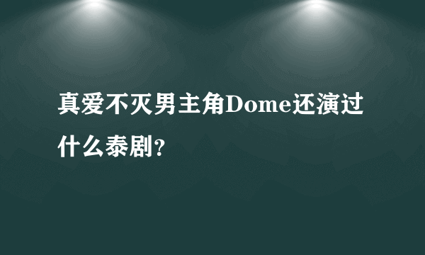 真爱不灭男主角Dome还演过什么泰剧？