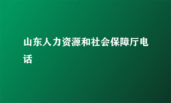 山东人力资源和社会保障厅电话