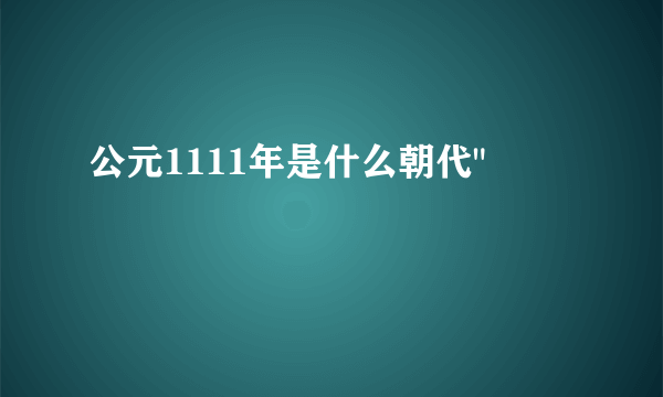 公元1111年是什么朝代