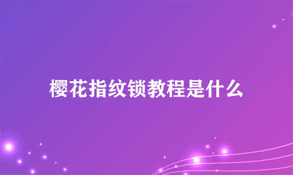 樱花指纹锁教程是什么