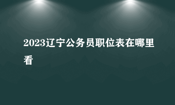 2023辽宁公务员职位表在哪里看