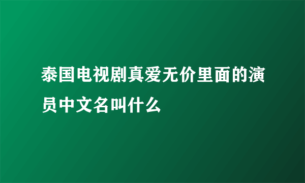 泰国电视剧真爱无价里面的演员中文名叫什么