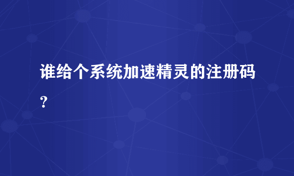 谁给个系统加速精灵的注册码？