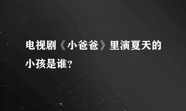 电视剧《小爸爸》里演夏天的小孩是谁？