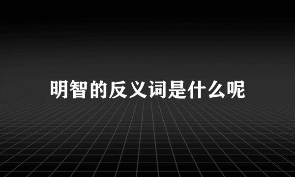 明智的反义词是什么呢