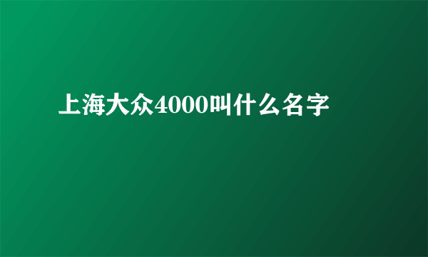 上海大众4000叫什么名字