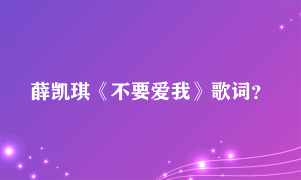 薛凯琪《不要爱我》歌词？