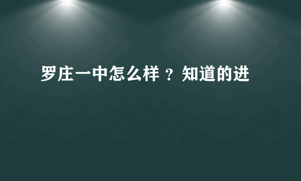 罗庄一中怎么样 ？知道的进