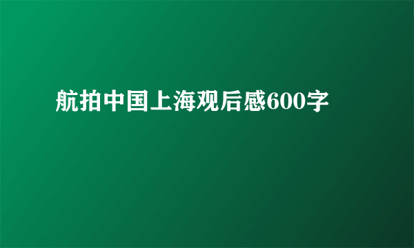 航拍中国上海观后感600字