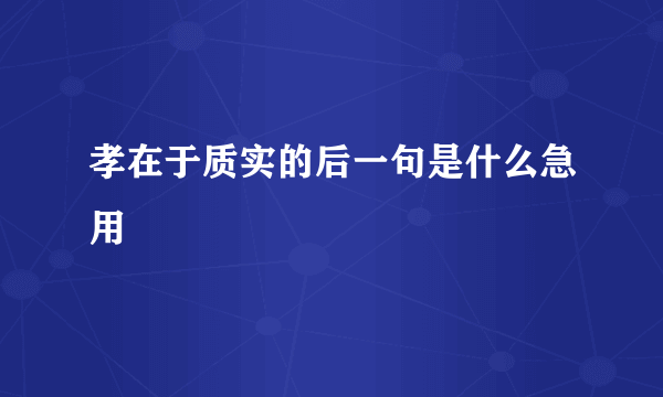 孝在于质实的后一句是什么急用