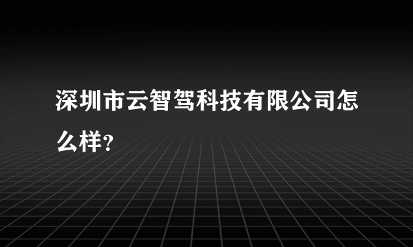 深圳市云智驾科技有限公司怎么样？