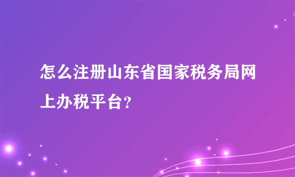 怎么注册山东省国家税务局网上办税平台？