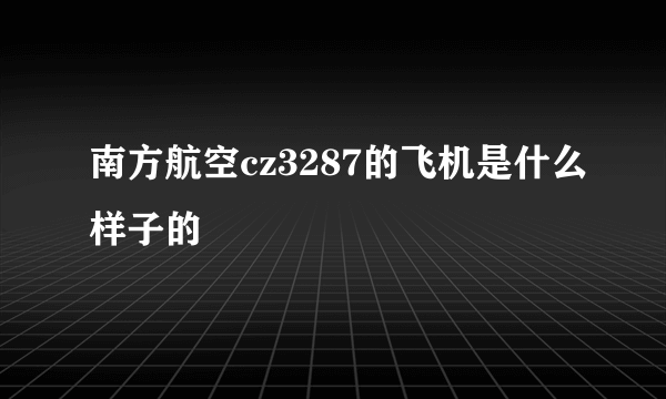 南方航空cz3287的飞机是什么样子的