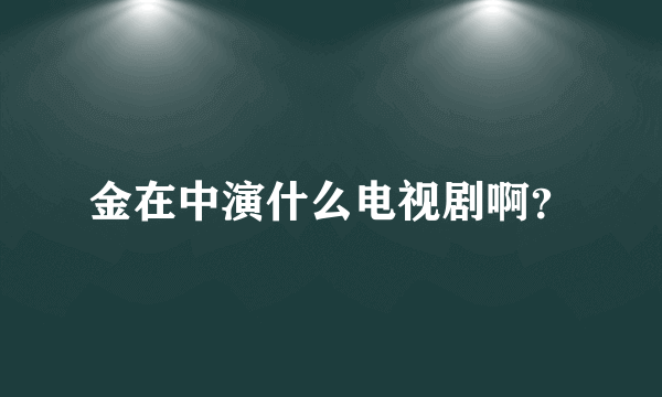 金在中演什么电视剧啊？