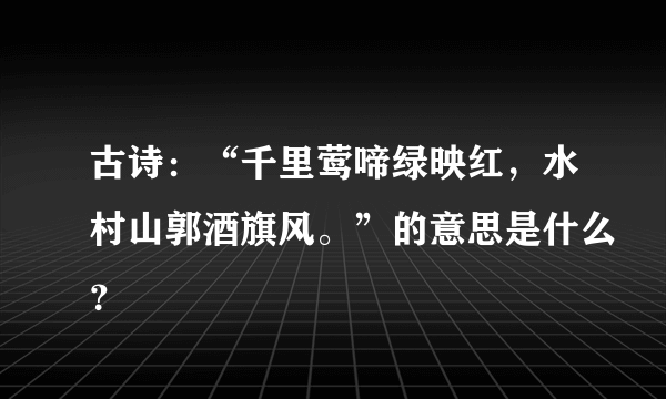 古诗：“千里莺啼绿映红，水村山郭酒旗风。”的意思是什么？