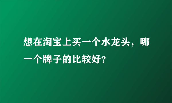 想在淘宝上买一个水龙头，哪一个牌子的比较好？