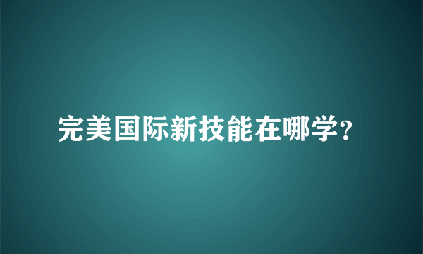 完美国际新技能在哪学？