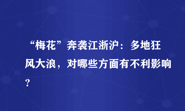 “梅花”奔袭江浙沪：多地狂风大浪，对哪些方面有不利影响？