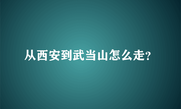 从西安到武当山怎么走？