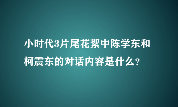 小时代3片尾花絮中陈学东和柯震东的对话内容是什么？