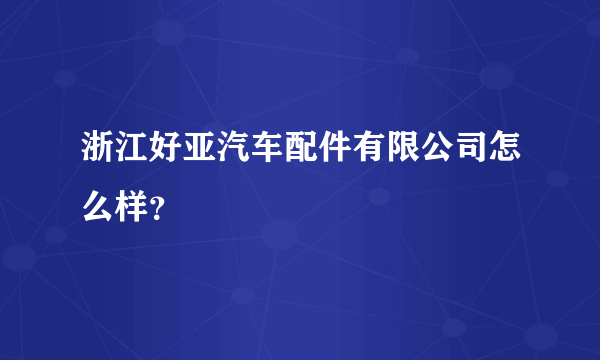 浙江好亚汽车配件有限公司怎么样？