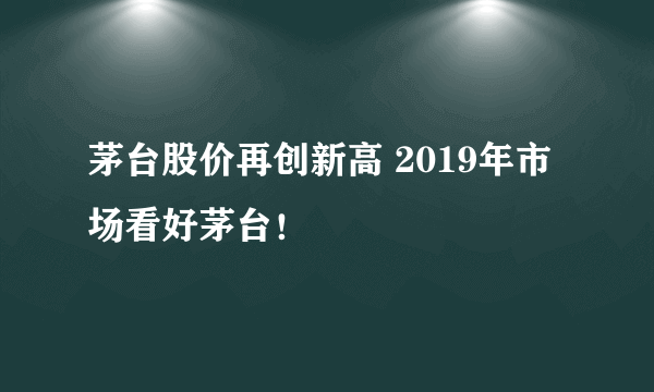 茅台股价再创新高 2019年市场看好茅台！