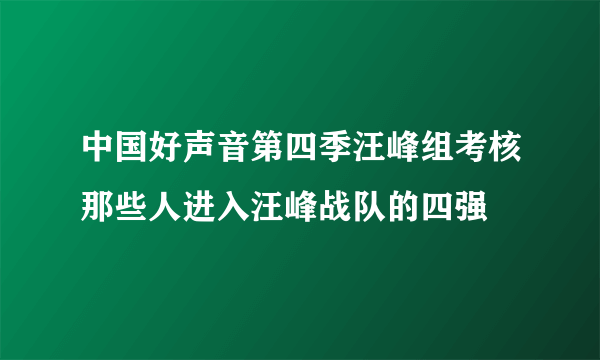 中国好声音第四季汪峰组考核那些人进入汪峰战队的四强