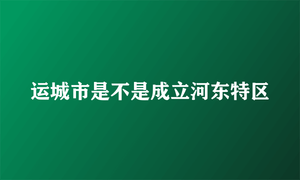 运城市是不是成立河东特区