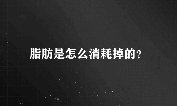 脂肪是怎么消耗掉的？