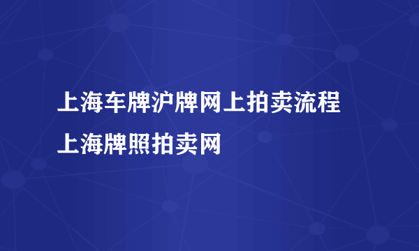 上海车牌沪牌网上拍卖流程 上海牌照拍卖网