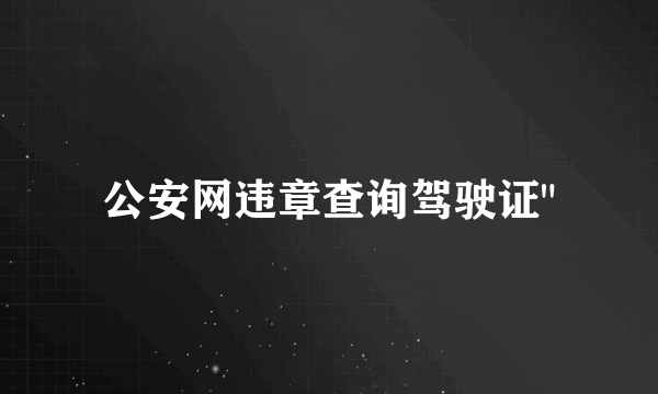 公安网违章查询驾驶证