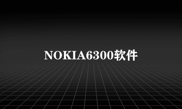 NOKIA6300软件