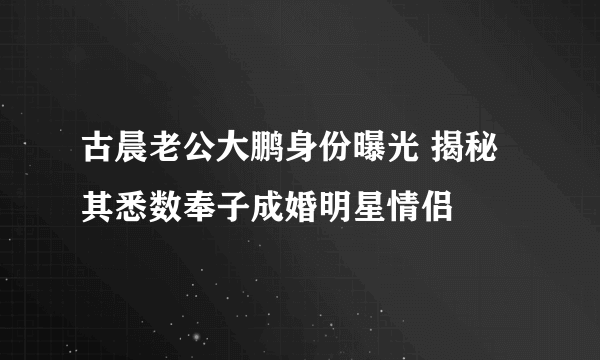 古晨老公大鹏身份曝光 揭秘其悉数奉子成婚明星情侣