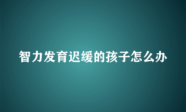 智力发育迟缓的孩子怎么办