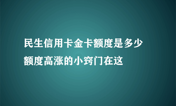 民生信用卡金卡额度是多少 额度高涨的小窍门在这