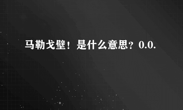 马勒戈壁！是什么意思？0.0.