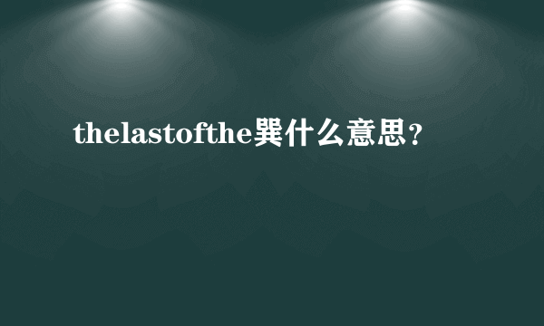 thelastofthe巽什么意思？