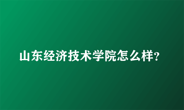 山东经济技术学院怎么样？