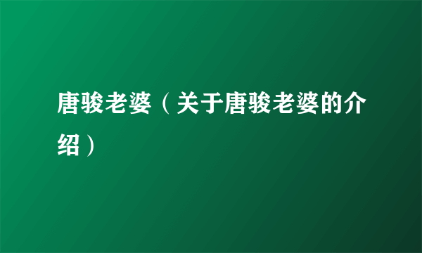 唐骏老婆（关于唐骏老婆的介绍）