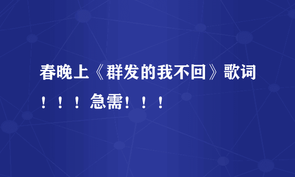 春晚上《群发的我不回》歌词！！！急需！！！