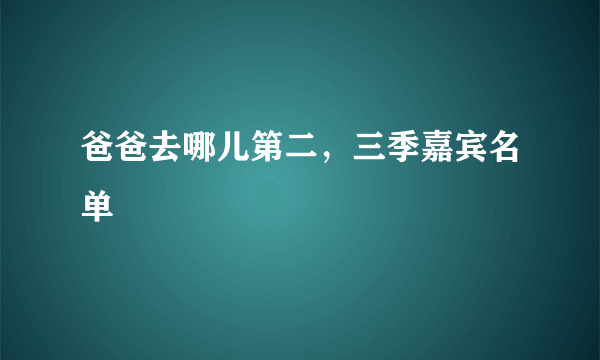 爸爸去哪儿第二，三季嘉宾名单