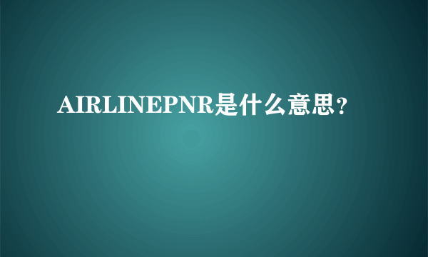 AIRLINEPNR是什么意思？