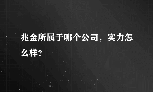 兆金所属于哪个公司，实力怎么样？