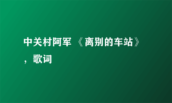 中关村阿军 《离别的车站》，歌词