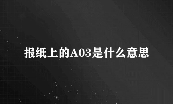 报纸上的A03是什么意思