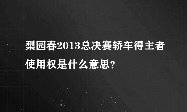 梨园春2013总决赛轿车得主者使用权是什么意思？