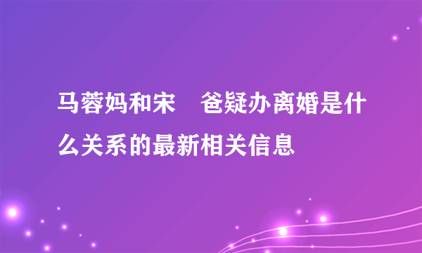 马蓉妈和宋喆爸疑办离婚是什么关系的最新相关信息